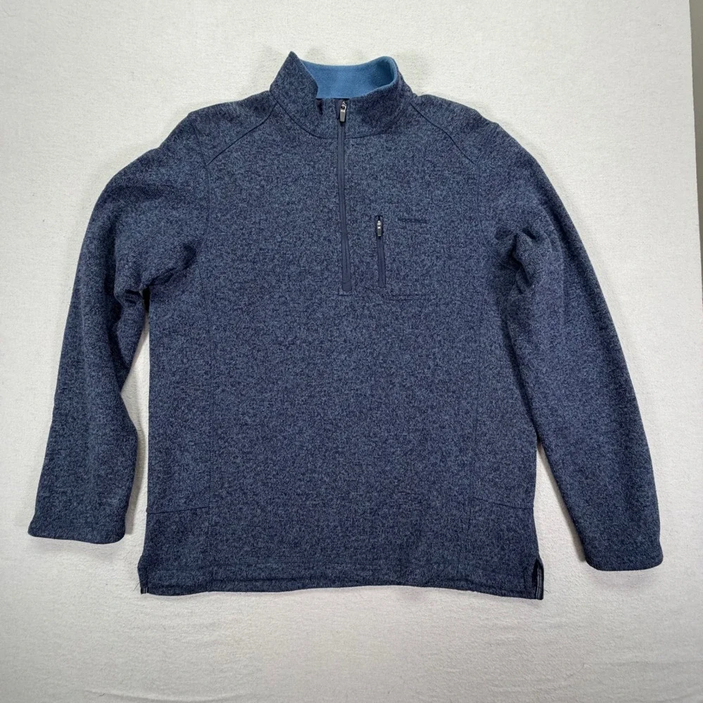 Woolrich Quarter Zip Pullover Mens XL Blue Excellent Heathered Fleece Knit